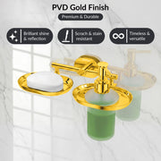 Plantex J4 Stainless Steel Soap Dish with Liquid Dispenser/Soap Stand for Bathroom Wall Mount/Shampoo Dispenser/Bathroom Accessories (PVD Gold Finish) Onix