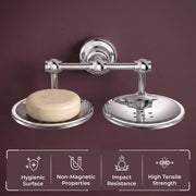 Plantex 304 Grade Stainless Steel Double Soap Holder for Bathroom/Wall Mounted Soap Holder/Bathroom Accessories - Skyllo (Chrome)