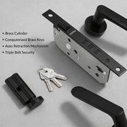 Plantex Door Lock - Main Door Lock Set with Keys/Mortise Door Locks for Home/Office/Hotel - Pack of 1 (OHMH-81, Z-Black)
