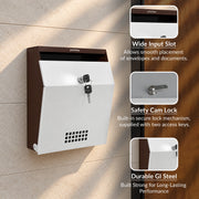 Plantex Letter Box/GI Steel Suggestion Box for Office with Key Lock/Post Box for Gate Home/Complaint Box/Wall Mounted Mail Box - (Coffee & White)