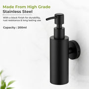 Plantex Liquid Soap Dispenser for Bathroom/304 Grade Stainless Steel Shampoo Dispenser/Round Hand wash Dispenser/Bathroom Accessories - Pack of 1 (Regent, PVD Black)