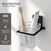 Plantex 304 Grade Stainless Steel Glass Tumbler Holder/Toothbrush Holder for Bathroom/Bathroom Accessories – Pack of 1 (Crystal, Black)