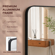 Plantex Aluminium Frame Bathroom Mirror for Wall/Wall Mount Mirror for Bedroom/Dressing Room/Living Room/Entryway - Shatterproof Mirror (18x24 Inch-Brushed Black/Rectangle)