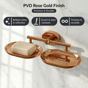 Plantex J4 Stainless Steel Double Soap Dish for Bathroom/Soap Holder for Bathroom/Wall Mounted Soap Holder/Bathroom Accessories (PVD Rose Gold Finish) Onix