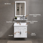 Plantex Glass, Ceramic, HPP Unbrekable Bathroom Vanity Cabinet & Washbasin Set/Basin Cabinet for Bathroom with Mirror (White)