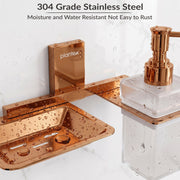 Plantex 304 Grade Stainless Steel Soap Dish with Liquid Dispenser/Soap Stand/Shampoo Dispenser for Bathroom/Bathroom Accessories - Pack of 1 (Crystal, PVD Rose Gold)