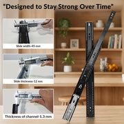 Plantex 22 Inch Soft Close Drawer Channel/Regular Close Ball Bearing Slider Drawer Channel for Home, Kitchen & Wardrobe/Telescopic Channel for Drawer - Pair of 1 (Black)