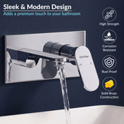 Plantex Brass Basin Mixer Tap/Hot and Cold Water Tap with Brass Wall Flange and Teflon Tape/Water Tap - (Orna-227, Chrome)