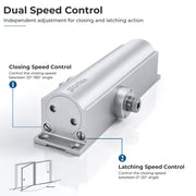 Plantex Heavy Duty Door Closer/Automatic Door Closer for Wooden Door/55 Kg Hydraulic Door Closer for Home/Office/Hotel/Wide 180 Degree Opening (ISO 9001 Certified) - Silver