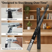 Plantex 20 Inch Soft Close Drawer Channel/Regular Close Ball Bearing Slider Drawer Channel for Home, Kitchen & Wardrobe/Telescopic Channel for Drawer - Pair of 1 (Black)
