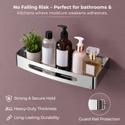 Plantex Bathroom Shelf for Wall/Stainless Steel Wall Mounted Shelf/Kitchen/Living Room/Bathroom Organiser with Drill (Chrome, 12x5 inches)
