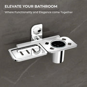 Plantex Dream Stainless Steel 2 in1 Soap Dish with Tumbler Holder/Soap Holder/Bathroom Accessories - Chrome