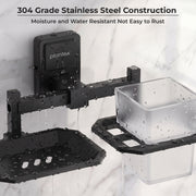 Plantex 304 Stainless Steel Soap and Brush Holder Stand for Bathroom and Wash Basin/Bathroom Accessories Darcy (Black)