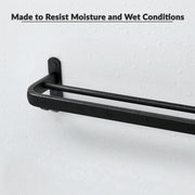 Plantex Aluminium Dual Towel Rod/Towel Hanger/Cloth Hanger for Bathroom with Hooks/Bathroom Accessories (Black) 24 Inch