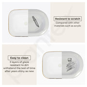 Plantex Designer Wash Basin for Bathroom/Ceramic Table Top Washbasin/Countertop Vessel Sink Basin - (White Art, 20 x 15 x 6 Inch)