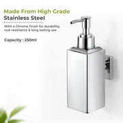 Plantex 304 Grade Stainless Steel Soap Dispenser for Wash Basin/Wall Mounted Soap Dispenser for Bathroom/Hotel/Restaurants - Pack of 1 (Regent-Chrome)