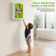 Plantex Metal Emergency First Aid Box for Home/Medical Kit Box for Medicine Storage with Multi Compartments for School, Office - Lockable (Green & White) Big Size, Wall Mount