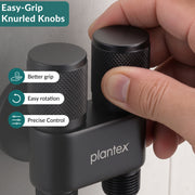 Plantex 2 Way Angle Cock/Stainless Steel Double Outlet Water Valve/Bathroom & Kitchen Tap Connector/Water Faucet - Pack of 1 (Black, APS-N-8)