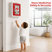 Plantex First Aid Box/Emergency Medical Kit Box for Medicine Storage/Multi Compartment First Aid Kit Boxes for Home, School, Office with Key Lock - GI Steel (Red & Ivory)