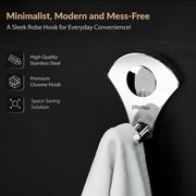 Plantex Royal Stainless Steel Robe Hook Cloth-Towel Hanger (Silver, Chrome)