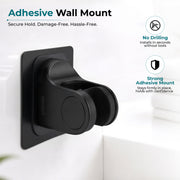 Plantex ABS Hand Shower Holder For Bathroom/Strong Self Adhesive Adjustable Handheld Shower/No Drilling Wall Mount Bracket - Pack of 1 (Black)