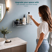 Plantex Bathroom Shelf for Wall/Stainless Steel Shelf for Kitchen with Railings/Perfume Rack/Bathroom Organiser (12 inch, Chrome)