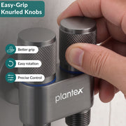Plantex 2 Way Angle Cock/Stainless Steel Double Outlet Water Valve/Bathroom & Kitchen Tap Connector/Water Faucet - Pack of 1 (Grey, APS-N-9)