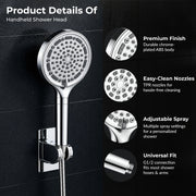 Plantex Abs Hand Shower For Bath/6 Mode Shower Hand With1.5 Meter Flexible Hose Pipe With Wall Hook-(Chrome)