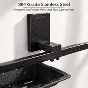 Plantex 304 Grade Stainless Steel Soap Dish with Napkin Ring/Soap Stand/Soap Holder/Napkin Holder/Towel Hanger for Bathroom/Bathroom Accessories - Pack of 1 (Crystal, Black)