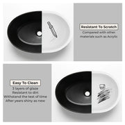 Plantex Designer Ceramic Basin/Table Top Wash Basin for Bathroom/Countertop Vessel Sink Basin for Home/Office/Restaurant (Matt Black, 22 x 14 x 7 Inch)
