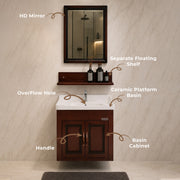 Plantex Unbrekable Bathroom Vanity Cabinet & Washbasin Set/Washbasin with Cabinet/Vanity Basin for Bathroom with Mirror (Brown)