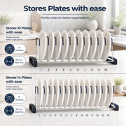 Plantex Stainless Steel Plate Organizer for Kitchen/Plate Holder Stand/Thali Stand for Kitchen Drawer/Saucer Plates Rack/Tandem Box Accessories – Set of 2 (Size - 4 & 8 Inch, Slots 10–14, Chrome)