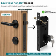 Plantex Mortise Door Lock Set with Brass Cylinder & Keys/Heavy-Duty Main Door Lock Body - Pack of 1 (Z-Black)