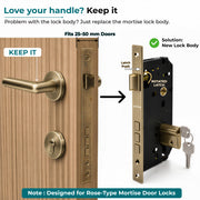 Plantex Mortise Door Lock Set with Brass Cylinder & Keys/Heavy-Duty Main Door Lock Body - Pack of 1 (Brass Antique)