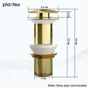 Plantex Pure Brass Waste Coupling for Wash Basin/5 inch Drain Out let System Full Thread Sink Waste Coupling - Pack of 1 (Matt Gold)