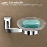 Plantex Smero Pure Brass and Glass Soap Holder for Bathroom & Kitchen/Soap Stand/Case/Dish/Bathroom Accessories - Superb (Chrome)