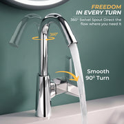 Plantex Kitchen Taps for Home Sink with 360° Rotation/Sink Tap for Kitchen Basin with Teflon Tape/Kitchen Faucets for Sink -Chrome (Celesiya-1246)