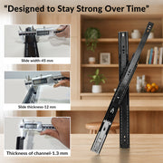 Plantex 16 Inch Soft Close Drawer Channel/Regular Close Ball Bearing Slider Drawer Channel for Home, Kitchen & Wardrobe/Telescopic Channel for Drawer - Pair of 1 (Black)