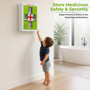 Plantex Metal Emergency First Aid Box for Home/Medical Kit Box for Medicine Storage with Multi Compartments for School, Office - Lockable (Green & White) Big Size, Wall Mount