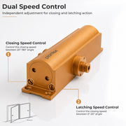 Plantex Premium Door Closer/55 kg Automatic Door Closer for Wooden Door/Wide 180 Degree Opening Door Closer for Home/Hotel/Office- Golden (ISO 9001 Certified)