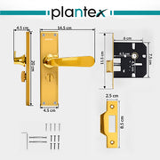 Plantex Stainless Steel Door Lock for Bathroom/Mortise 8inch Keyless Plate Handle Set for Home/Bathroom/Store Room/Balcony/Office - Pack of 1 (DTM-659, Gold)