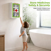Plantex Metal Emergency First Aid Kit Box for Home/Medical Kit Box for Medicine Storage with Multi Compartments for School, Office - Lockable (Green & White) Big Size, Wall Mount