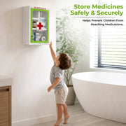 Plantex Metal Emergency First Aid Kit Box for Home/Medical Kit Box for Medicine Storage with Multi Compartments for School, Office - Lockable (Green & White) Big Size, Wall Mount