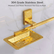 Plantex 304 Grade Stainless Steel Soap Dish with Napkin Ring/Soap Stand/Soap Holder/Napkin Holder/Towel Hanger for Bathroom/Bathroom Accessories - Pack of 1 (Crystal, PVD Gold)