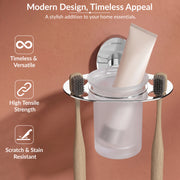 Plantex 304 Grade Stainless Steel Tumbler Holder Stand with Space for Toothbrush Holder/Bathroom Accessories - Olive (Chrome)
