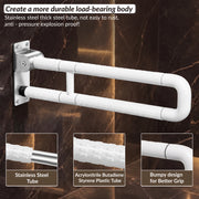 Plantex Stainless Steel 24 Inch U-Shape Handle for Bathroom Support/Space-Saving Safety Bar for Shower/Toilet/Bedside Anti-Slip Shower Grab Bar for Bathroom - (White)