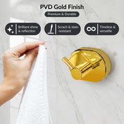 Plantex J4 Stainless Steel Robe Hook/Clothes Hanger for Wall/Hangers for Bathroom/Bathroom Accessories (PVD Gold Finish) Onix