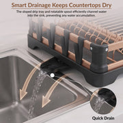 Plantex Fold Flat Dish Drying Rack/Aluminium 2-Tier Dish Rack with Drainboard/Vessel Drainer Basket/Plate Holder Stand/Kitchen Rack - Pack of 1 (Gold & Black)