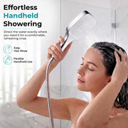 Plantex ABS Hand Shower for Bathroom/3 Mode Multifunctional Shower/Rectangle Hand Shower Without Hose Pipe for Home/Hotel - (Chrome & White, H510)