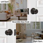 Plantex Stainless Steel Bathroom Door Lock/Keyless Cylindrical Lock for Bathroom/Balcony/Tubular Door Knob/Handle - Pack of 1 (Without Key-Glossy Black)